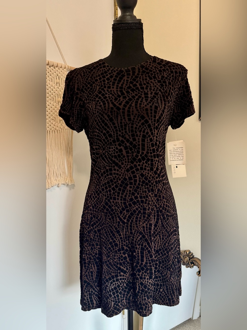 Vintage I. N. San Francisco Velvet Short Sleeve Fit & Flare Dress